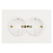 Розетка 2-местная с защитной шторкой, STEKKER, с/з, 250В, 16А, серия Эмили, RST16-5114-01, белый фарфор, soft touch 49882