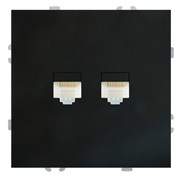 Розетка компьютерная 2-местная RJ-45 (механизм), STEKKER, серия Эмили, RST00-5111-05, черный уголь, soft touch 49848