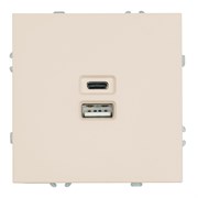 Розетка 2-местная USB + Type C (механизм), STEKKER, 250В, 20W, серия Эмили, RST10-5115-08, кашемир, soft touch 49905