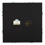 Розетка TV + компьютерная RJ-45 (механизм), STEKKER, RST00-5106-05, серия Эмили, черный уголь, soft touch 49846