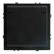 RST16-5113-05 Розетка 1-местная с крышкой с защ. штор STEKKER, б/з, IP42, 250В, 16А, серия Эмили, RST16-5113-05, черный уголь, soft touch 49852