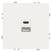 Розетка 2-местная USB + Type C (механизм), STEKKER, 250В, 20W, серия Эмили, RST10-5115-01, белый фарфор, soft touch 49879
