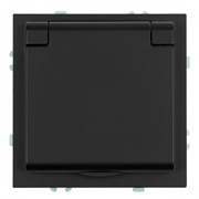 Розетка 1-местная с крышкой с защ. штор, STEKKER, с/з, IP42, 250В, 16А, серия Эмили, RST16-5112-05, черный уголь, soft touch 49855