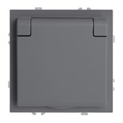 Розетка 1-местная с крышкой с защ. штор, STEKKER, б/з, IP42, 250В, 16А, серия Эмили, RST16-5113-10, платиново-серый, soft touch 49956