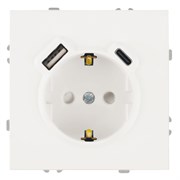 Розетка 1-местная з/ш с/з 16А + USB + Type C (механизм), Stekker, 250В, 20W, серия Эмили, белый фарфор, soft-touch, RST16-5119-01 50217