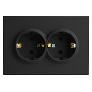 Розетка 2-местная с з/ш, с/з, СЗК, STEKKER, 250В, 16А, серия Эмили, RST16-5114-05ZK, черный уголь, soft touch 50252