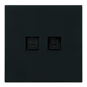 Розетка компьютерная 2-местная RJ-45 (механизм), STEKKER,  серия Мия, RST00-3111-05, черный бархат 50451