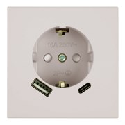 Розетка 1-местная з/ш с/з 16А + USB + Type C (механизм), STEKKER, 250В, 20W, серия Мия, RST16-3119-08, пудровый жемчуг 50482