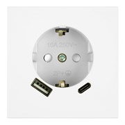 Розетка 1-местная з/ш с/з 16А + USB + Type C (механизм), STEKKER, 250В, 20W, серия Мия, RST16-3119-01, белая магнолия 50438