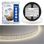 Лента светодиодная двухрядная, 288SMD(2835)/м 30Вт/м 24V 5000*20*1.8мм 4000К, IP20 , LS509 FERON 53476