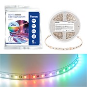 Лента светодиодная 60SMD(5050)/м 14,4Вт/м 24V 5000*12*1.22мм RGB+3000К, IP20, LS507 FERON 53332