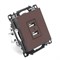 Розетка USB 2-местная (механизм), STEKKER GLS10-7115-04, 250B, 2,1А, серия Катрин, шоколад 49027 - фото 140027