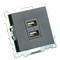 Розетка USB 2-местная (механизм), STEKKER GLS10-7115-05, 250B, 2,1А, серия Катрин, черный 39616 - фото 179116