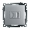 Розетка USB 2-местная (механизм), STEKKER GLS10-7115-03, 250B, 2,1А, серия Катрин, серебро 39588 - фото 179154
