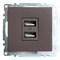 Розетка USB 2-местная (механизм), STEKKER GLS10-7115-04, 250B, 2,1А, серия Катрин, шоколад 49027 - фото 180985