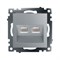 Розетка компьютерная 2-местная RJ-45 (механизм) STEKKER GLS00-7109-03 , серия Катрин, серебро 50005 - фото 184691