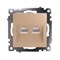 Розетка компьютерная 2-местная RJ-45 (механизм) STEKKER GLS00-7109-08, серия Катрин, золото 50009 - фото 184719