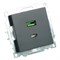 Розетка 2-местная USB + type C (механизм), STEKKER GLS10-7116-05, 250B, 3А, серия Катрин, черный 50055 - фото 184865