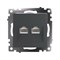 Розетка компьютерная 2-местная RJ-45 (механизм) STEKKER GLS00-7109-06 , серия Катрин, графит 50008 - фото 184991