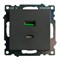 Розетка 2-местная USB + type C (механизм), 250В, 3А, max 20W, серия Катрин, графит, GLS10-7116-06 50052 - фото 185075