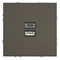 Розетка 2-местная USB + Type C (механизм), STEKKER, 250В, 20W, серия Эмили, RST10-5115-09, антрацит, soft touch 49931 - фото 186064