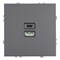 Розетка 2-местная USB + Type C (механизм), STEKKER, 250В, 20W, серия Эмили, RST10-5115-10, платиново-серый, soft touch 49957 - фото 186292